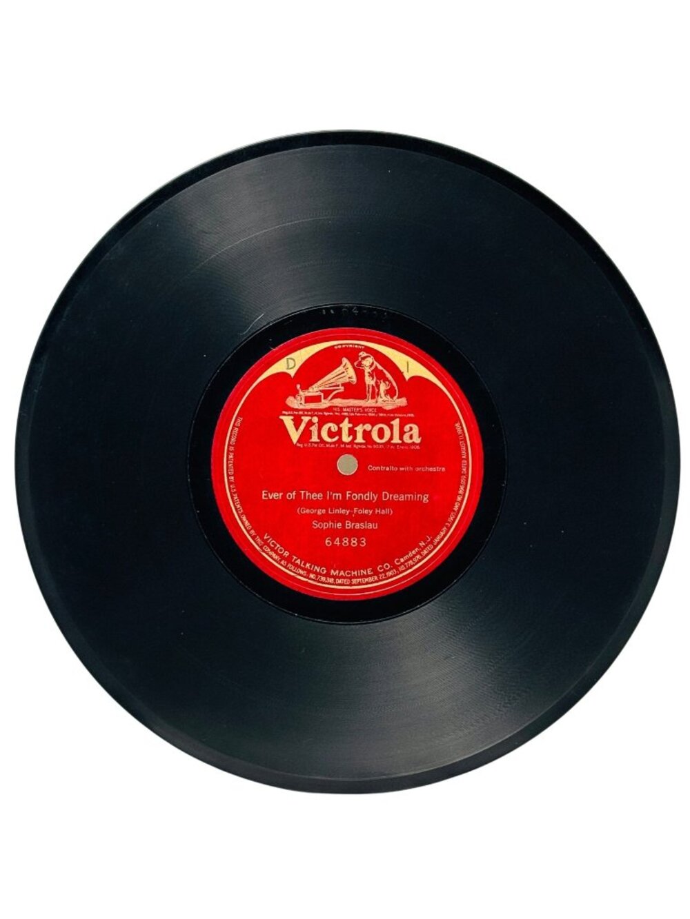 Sophie Braslau Ever Of Thee Im Fondly Dreaming 10in 78 RPM Victrola 64883